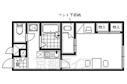 近鉄京都線 上鳥羽口駅 徒歩10分の賃貸アパート 1階1Kの間取り