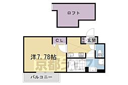 円町レジデンスII 305 3階1Kの間取り