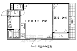 京阪本線 中書島駅 徒歩31分の賃貸アパート 1階1LDKの間取り