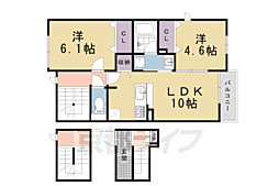 グレーヌ東寺 3階2LDKの間取り