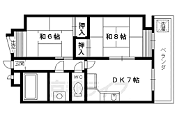 シミズマンション 2階2DKの間取り