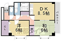 阪急京都本線 洛西口駅 徒歩15分の賃貸マンション 4階2LDKの間取り