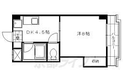 京阪本線 龍谷大前深草駅 徒歩6分の賃貸マンション 2階1DKの間取り
