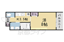 京都地下鉄東西線 椥辻駅 徒歩5分の賃貸マンション 3階1Kの間取り