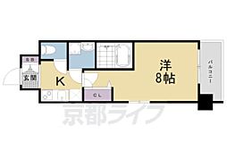 アーバンフラッツ五条堀川 13階1Kの間取り