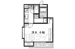 京都市営烏丸線 竹田駅 徒歩9分の賃貸マンション 5階1Kの間取り