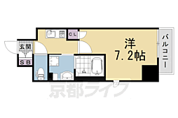京都地下鉄東西線 太秦天神川駅 徒歩19分の賃貸マンション 7階1Kの間取り