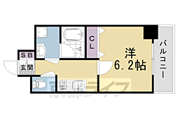 京都地下鉄東西線 太秦天神川駅 徒歩12分の賃貸マンション 7階1Kの間取り