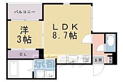 JR山陰本線 花園駅 徒歩2分の賃貸アパート 1階1LDKの間取り