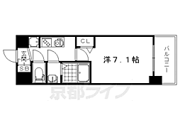 阪急京都本線 西京極駅 徒歩8分の賃貸マンション 4階1Kの間取り