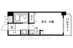 スカイノブレ京都四条大宮 3階1Kの間取り