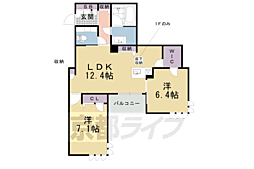 京阪本線 伏見桃山駅 徒歩30分の賃貸アパート 2階2LDKの間取り