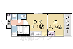 JR山陰本線 円町駅 徒歩11分の賃貸マンション 3階1DKの間取り