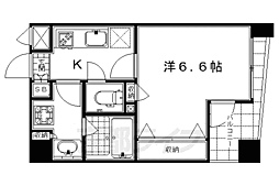 グラマシー京都 5階1Kの間取り