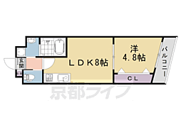 JR山陰本線 嵯峨嵐山駅 徒歩6分の賃貸マンション 3階1LDKの間取り