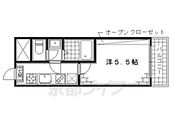 京阪本線 墨染駅 徒歩5分の賃貸アパート 1階1Kの間取り