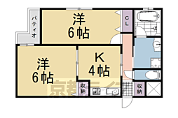 JR東海道・山陽本線 長岡京駅 徒歩29分の賃貸アパート 1階2Kの間取り