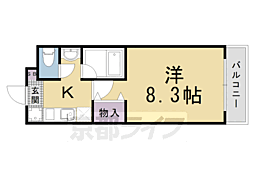 阪急京都本線 西京極駅 徒歩8分の賃貸マンション 3階1Kの間取り