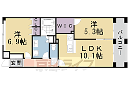 京都地下鉄東西線 東野駅 徒歩1分の賃貸マンション 8階2LDKの間取り
