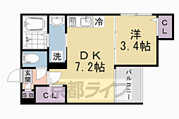 （仮称）壬生御所ノ内町Ｂ 2階1DKの間取り