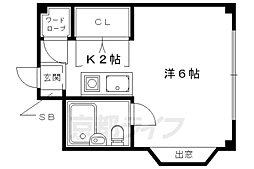ハーモニーコーポヤマネ 1Kの間取図画像