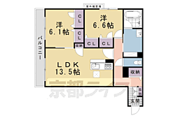 グランコート北浦 2LDKの間取図画像