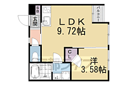 Portofino六地蔵 1LDKの間取図画像