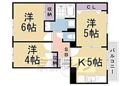 ヴィラ温井 3DKの間取図画像