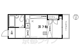 ヤングヴィレッジ河原町 1Kの間取図画像