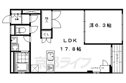 ヴィラスタジオーネ御所南 1LDKの間取図画像