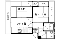 北尾マンション 2DKの間取図画像