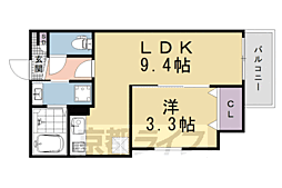 京都市南区東九条北松ノ木町アパート 1LDKの間取図画像