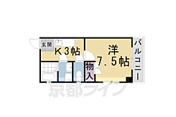 アルカス二条 1Kの間取図画像