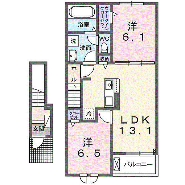 フラン　メゾン　オーブ 203｜茨城県龍ケ崎市若柴町(賃貸アパート2LDK・2階・59.58㎡)の写真 その2