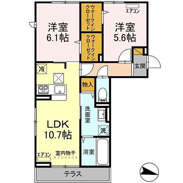 Krone 103｜茨城県守谷市百合ケ丘3丁目(賃貸アパート2LDK・1階・56.67㎡)の写真 その2