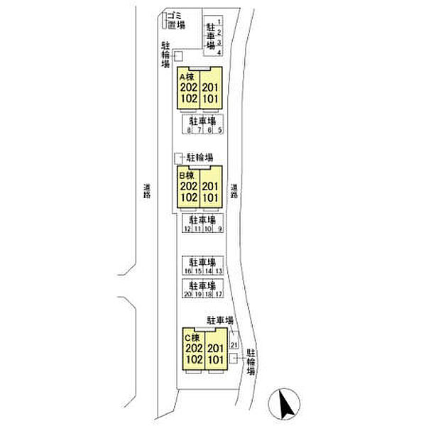 グランドステージ久保台 ABC A101｜茨城県龍ケ崎市久保台3丁目(賃貸アパート1LDK・1階・47.81㎡)の写真 その2