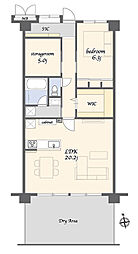 アインズコート稲毛小中台プライムコート 1SLDKの間取図画像