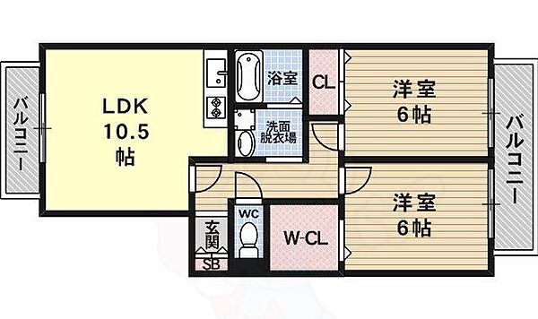 ヴィルヌーブ今里 201｜京都府長岡京市今里５丁目(賃貸アパート2LDK・2階・55.42㎡)の写真 その2