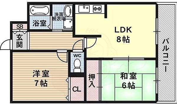 カサ・デ・高ノ手 ｜京都府京都市南区久世中久世町１丁目(賃貸マンション2LDK・3階・56.70㎡)の写真 その2