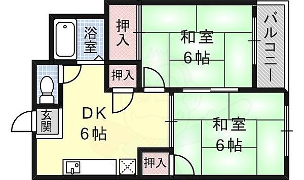 BNコート洛西 ｜京都府向日市寺戸町辰巳(賃貸マンション2DK・5階・37.08㎡)の写真 その2