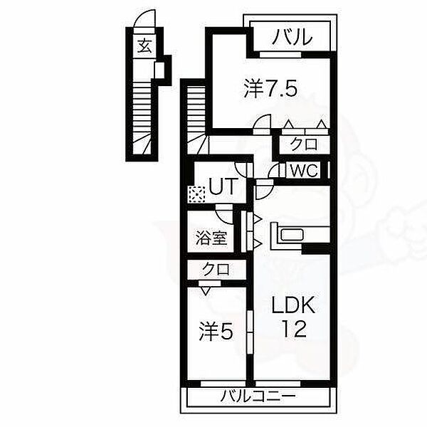 グランシャリオ京都南 ｜京都府京都市南区久世築山町(賃貸アパート2LDK・2階・66.87㎡)の写真 その2