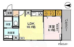 ヴィダ西京極 2階1LDKの間取り