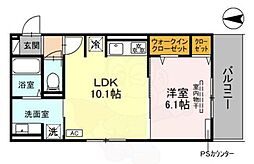 ヴィダ西京極 3階1LDKの間取り