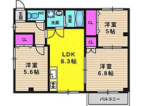 長岡はつみ館  ｜ 京都府長岡京市長岡１丁目（賃貸マンション3LDK・3階・55.00㎡） その2