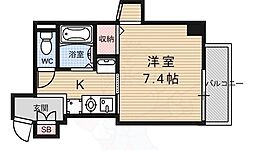 KDXレジデンス西院 7階1Kの間取り