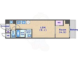 スワンズ京都東寺ガーデン 5階1LDKの間取り