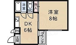 近鉄京都線 竹田駅 徒歩3分の賃貸マンション 2階1DKの間取り