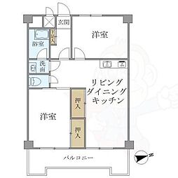 アクエルド長岡京 2LDKの間取図画像