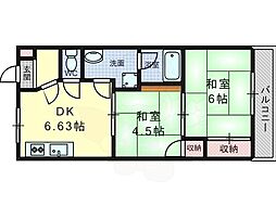 レジデンス山手 2DKの間取図画像