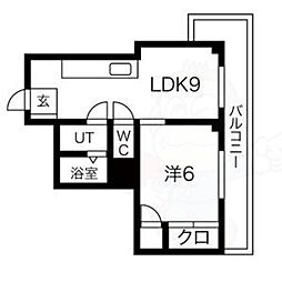 シャトル松尾 1LDKの間取図画像